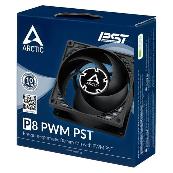 Ventilator - ARCTIC COOLING - P8 PWM PST - 80mm - 20 dB - Sort