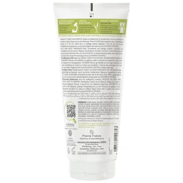 A-DERMA - Exomega Control Mjölk mot klåda mjukgörande 200 ml
