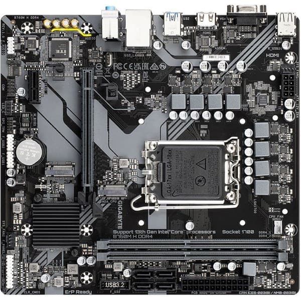 Moderkort - GIGABYTE - B760M H DDR4 - Format Micro-ATX - Chipset Intel B760 - DDR4
