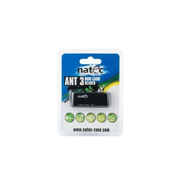 NATEC MINI ANT 3 kortlæser - SDHC, MMC, M2, micro SD - USB 2.0 sort NCZ-0560