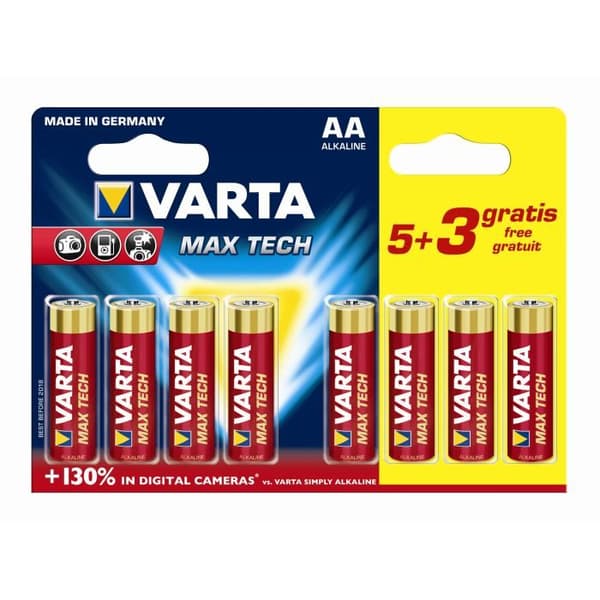 Alkaline Batterier Max Tech AA x5+3 gratis