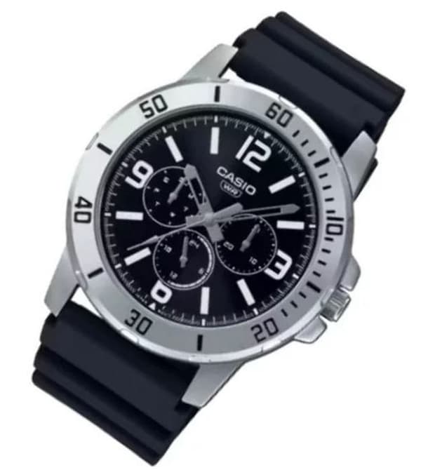 Ur - CASIO - MTP-VD300-1B - Quartz - Sort Urskive - Sort Gummirem