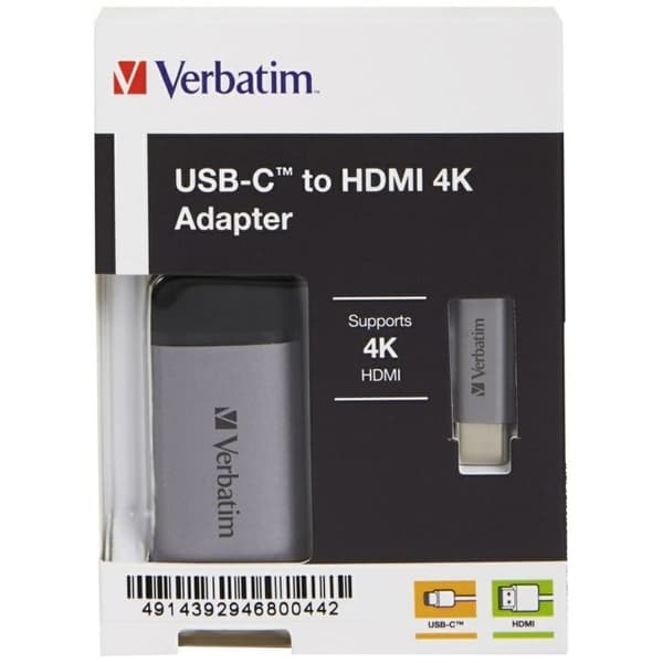 USB-C til HDMI-adapter - Verbatim - 4K - USB 3.1 - 10 cm - Sort