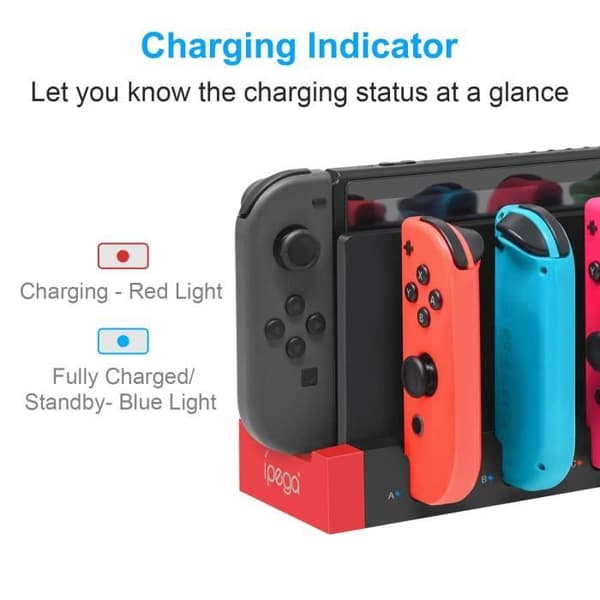 Oplader - RAIDEN TRADE FR - Nintendo Switch - 4 pladser - Kompatibel med Switch OLED - Sort