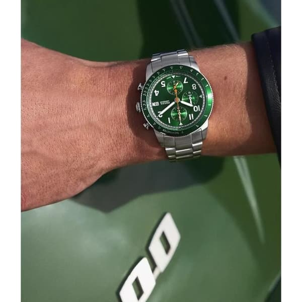 Fossil Ur - Mænd - FS6048 - Sølv Rustfrit stål - 42 mm - Grøn