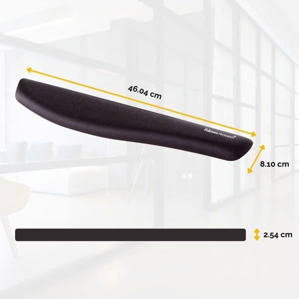 Håndledsstøtte - FELLOWES - PlushTouch - Sort - FoamFusion - Skridsikker - Microban