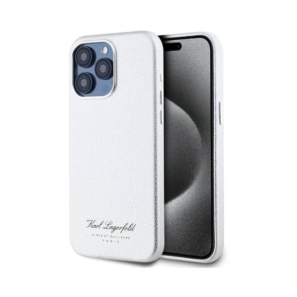 Coque til iPhone 15 Pro Max Hotel RSG Tekstureret Grained Elegant Karl Lagerfeld Sølv