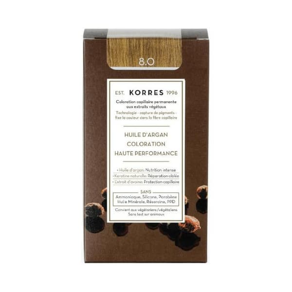 Korres arganolie permanent farvesæt 8.0 lys blond