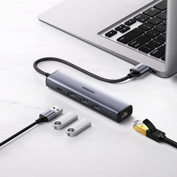 5-i-1 Adapter - UGREEN - CM475 - 3 USB 3.0 porte - Ethernet port - USB-C