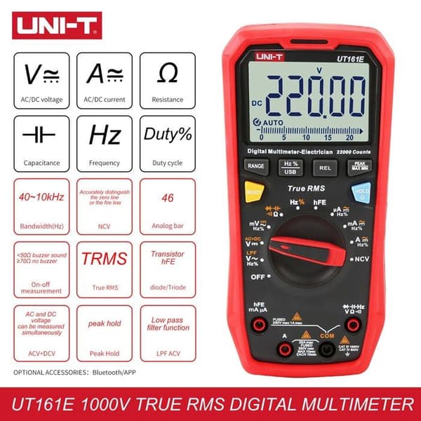 Multimeter - UNI-T - UT161E - Digital - 600 V - 10 A - True RMS