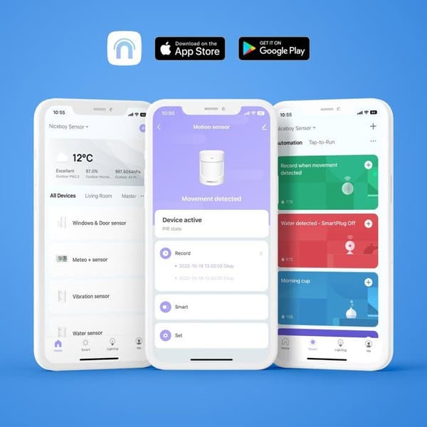 Rörelsedetektor - NICEBOY - ION ORBIS - ZigBee - Kompatibel med Android/iOS - 7m räckvidd