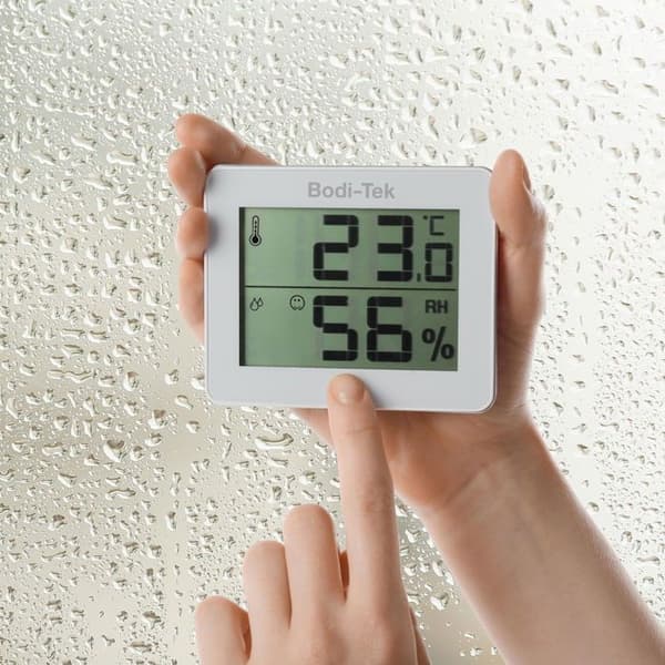 Termometer og hygrometer - BODI-TEK - Model Bodi-Tek - LCD-display - Trådløs - Hvid farve