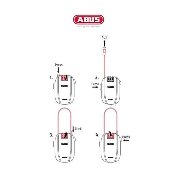Antivold - Abus - Combiflex - Kabel 125 cm - 4-cifret kode - Midnight Blue