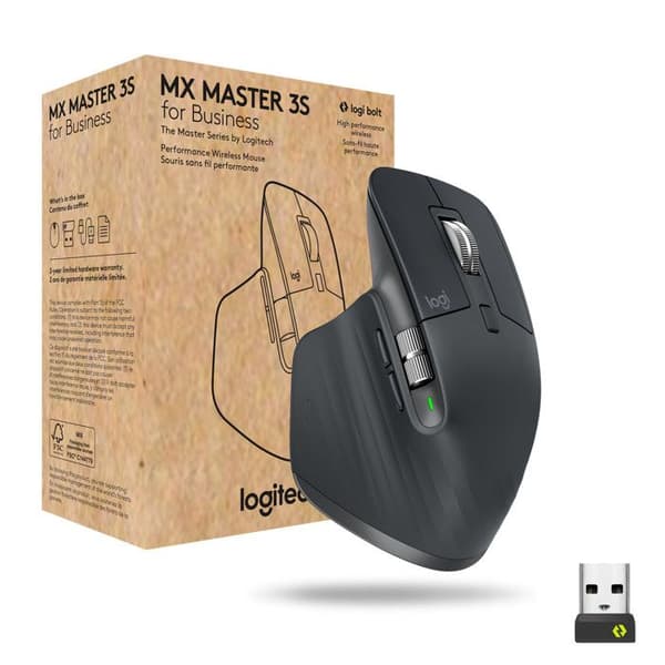 Mus - Logitech - MX Master 3S - Bluetooth - Ergonomisk - 7 knappar - Grafit