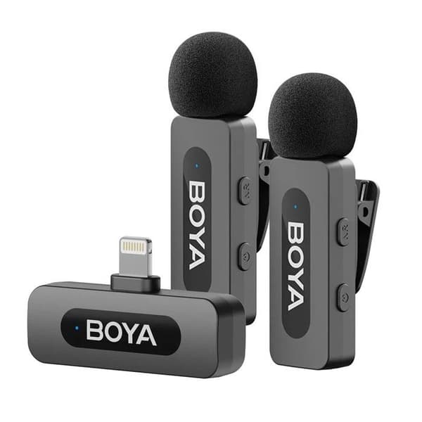 Trådløs mikrofon - BOYA - BY-V2 (V2.0) - Rækkevidde 100m - 2 sendere - Moderne design