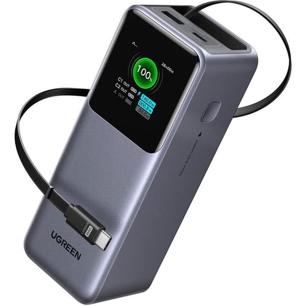 Ekstern batteri - UGREEN - 165W - USB-A og USB-C - Sammenklappelig - Sort