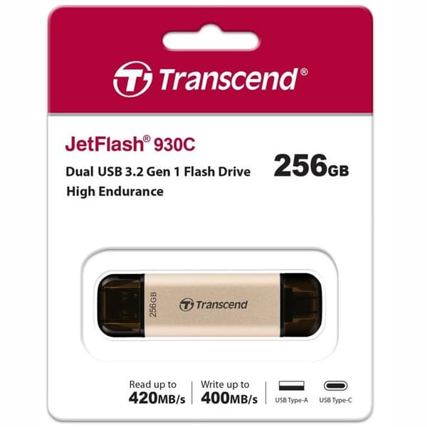 USB-nyckel - Transcend - JetFlash 930C - 256 GB - USB-C - USB-A