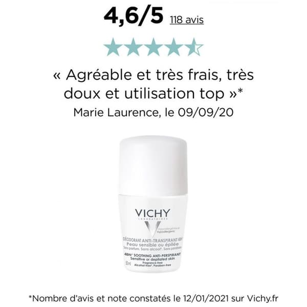 Deodorant - Vichy - Roll-On - 50ml - Känslig hud - Effekt 48h