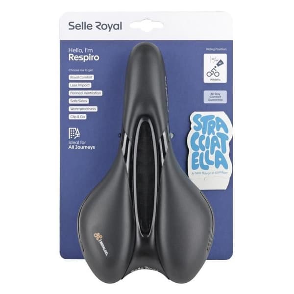 Cykelsæde - SELLE ROYAL - Respiro Stracciatella - Royalgel - Perineal ventilation - Sidebeskyttelse