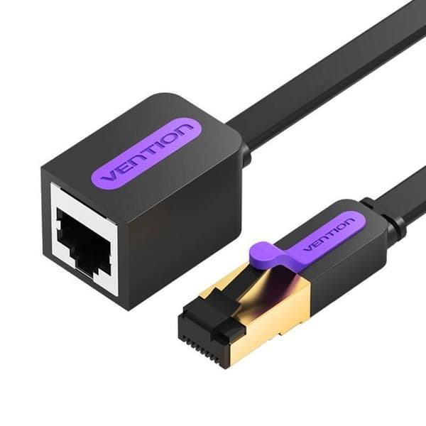 Flad forlængerkabel Cat7 3m sort