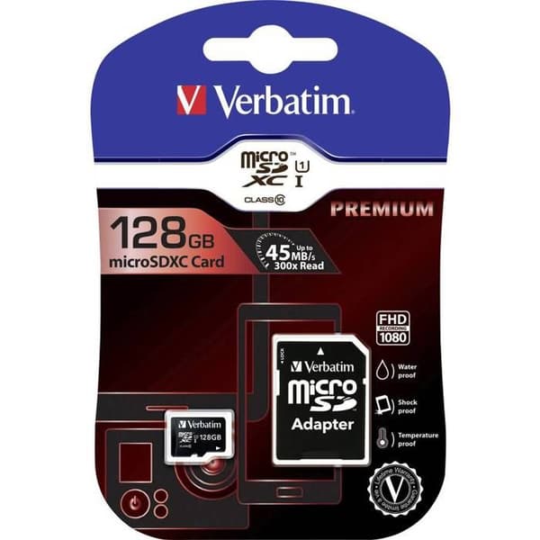Micro SD-kort - Verbatim - 128GB - Sort