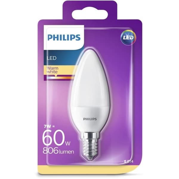 PHILIPS LED Flame E14-lampa - 7W motsvarande 60W - varmvit
