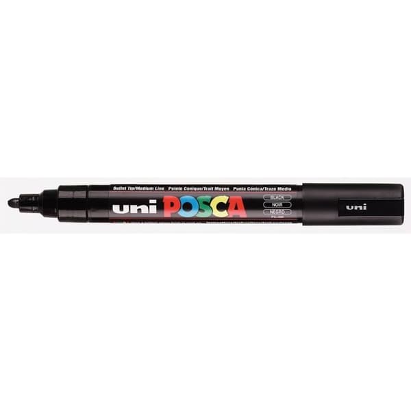 Sort malermarker - POSCA - Medium keglepointe - Stregbredde 1,8–2,5 mm - Vandbaseret maling