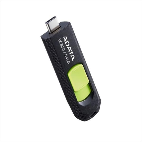 Adata UC300 USB Typ C-minne 64GB Retraktabel Svart/Grön