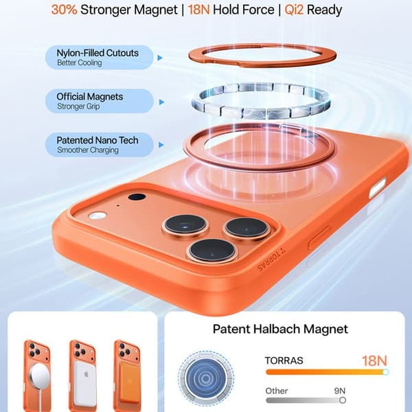 Coque Torras Ostand Pro MagSafe Serie til iPhone 17 Pro - Orange