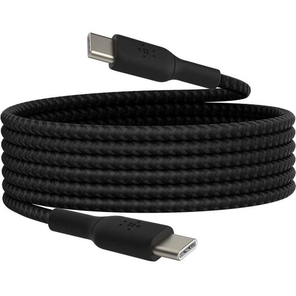 Flätad kabel - BELKIN - USB-C till USB-C - 2 m - Vit