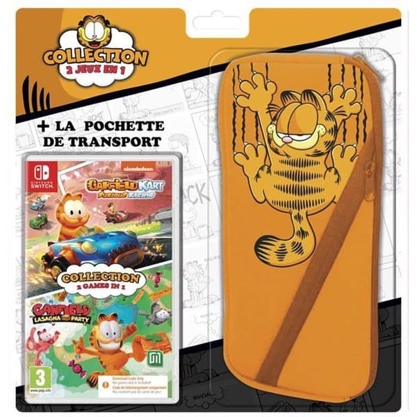 Pack Garfield Kart + Lasagna Party (Kode) + Etui til Nintendo Switch