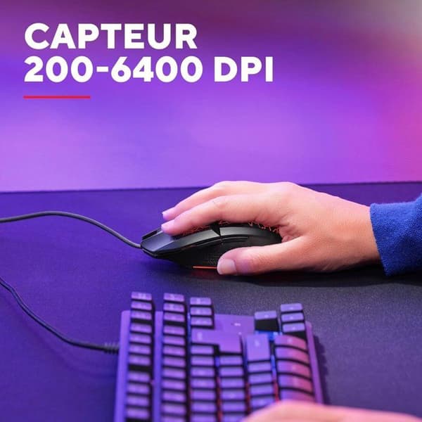 Trådad gamingmus - TRUST - 6 programmerbara knappar - Multicolor LED-belysning - Känslighet 200-6400 DPI