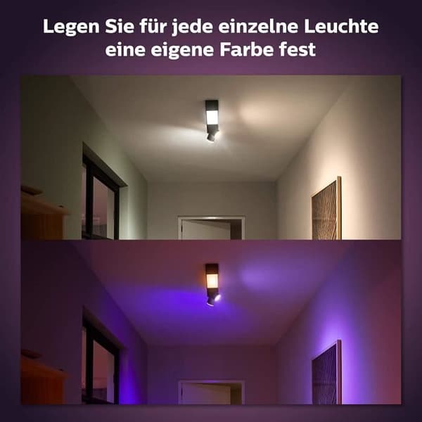 Loftlampe med spots - PHILIPS - Hue Centris - Sort - Bluetooth - Energiklasse A+