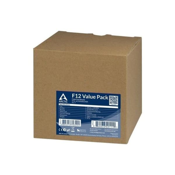 PC Ventilator - ARCTIC - F12 - 12 cm - Sort - 5 stk - 90,1 m³/h