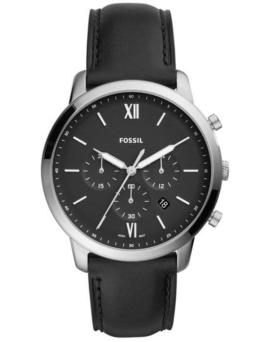 Fossil Neutra herre quartz læderur - FS5452 44 mm Sølv