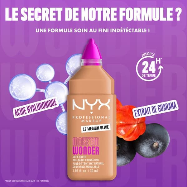 Foundation - MAKE'EM WONDER nr 17 Oliv Medium - Soft Matte - Hållbarhet 24h - 30 ml