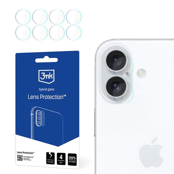 Objektivbeskyttelse - 3MK - iPhone 16 - Hærdet glas - 4 stk. - Ridsefast