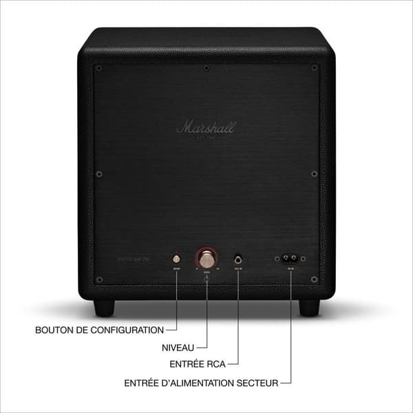 Trådløs subwoofer - MARSHALL - HESTON SUB 200 - Bluetooth - Dybe baslyde - Sort