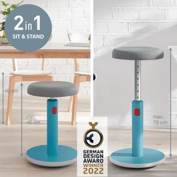 Ergonomisk sittställning 2 i 1 pall - Blå - Leitz Ergo