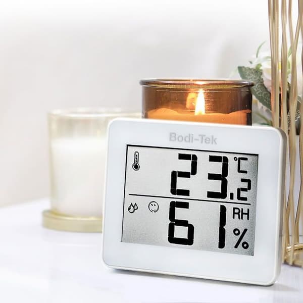 Termometer och hygrometer - BODI-TEK - Modell Bodi-Tek - LCD-display - Trådlös - Vit färg
