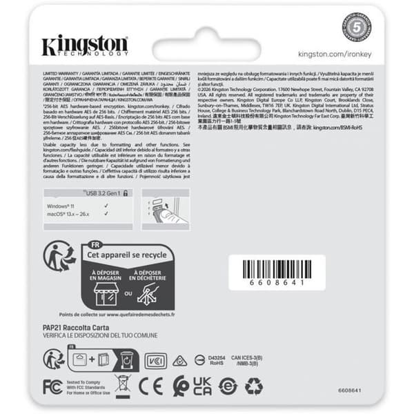 USB-nøgle Kingston USB-stick IronKey Locker Plus 50 G2 128GB
