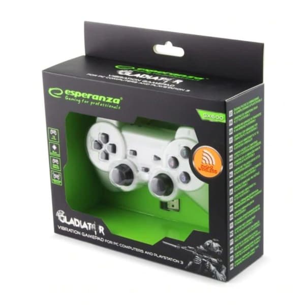 Trådløs spilcontroller - Esperanza - GX600 - Hvid - Vibration - Kompatibel med PC/PS3
