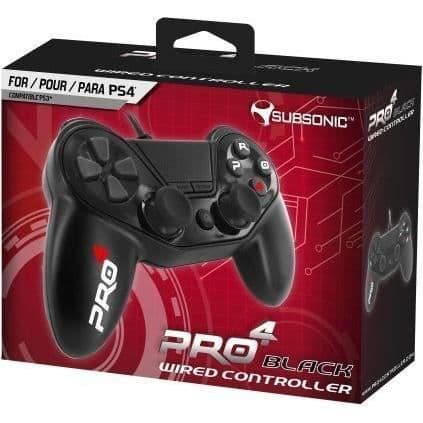 Controller til PS4 og PS3 Pro4 sort kablet controller - Controller til Playstation 4 og Playstation 3 Pro 4 Sort