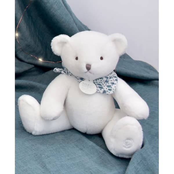Hvid bamse - 25 cm - DOUDOU ET COMPAGNIE - BAMSE/Doudous - Blå