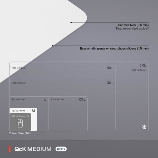 Gaming musmatta - STEELSERIES - QcK M - Vit
