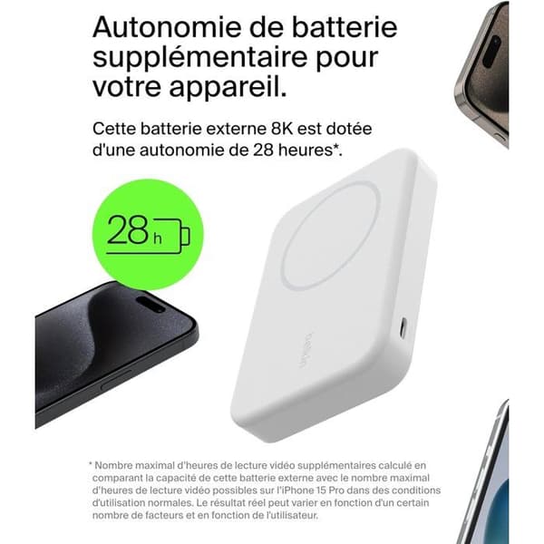 Magnetisk extern batteri - BELKIN - Vit