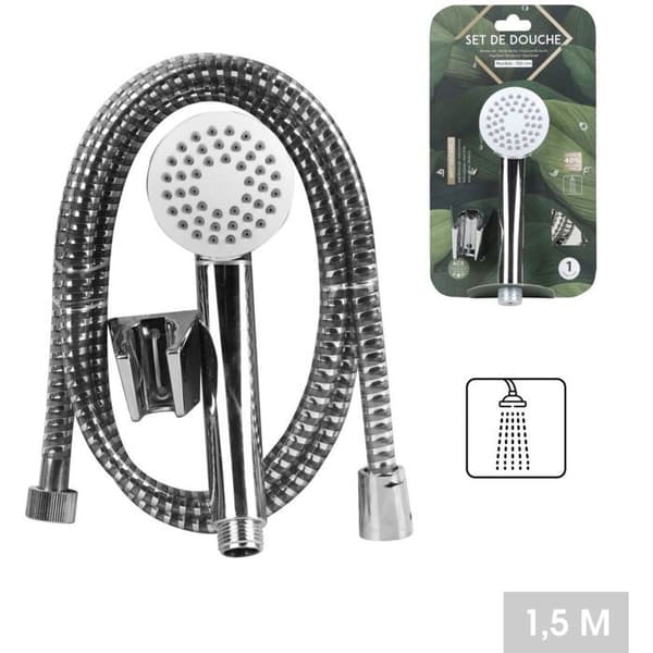 Duschset - DOCHTMANN - Rund väggfäste - Flexibel 150 cm - Kromad