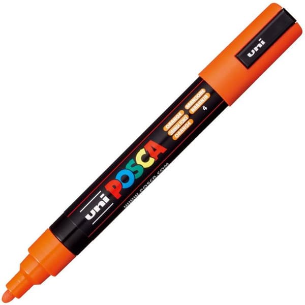 Vandbaseret malermarker - POSCA - Medium konisk spids - Mørk orange - Opaque og dække maling