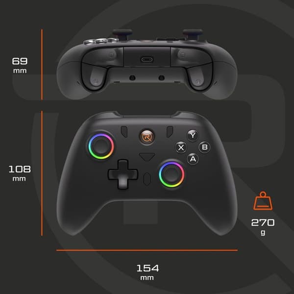 Spilcontroller - RAPTURE - CYPHER - Kablet/Trådløs - RGB-baggrundsbelysning - Batterilevetid 15 timer