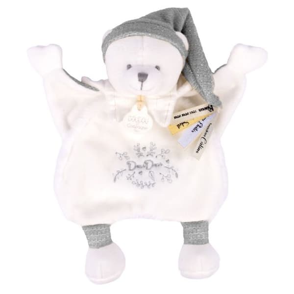 Ours Doudou Cape 25cm Hvid Sølv - DOUDOU ET COMPAGNIE